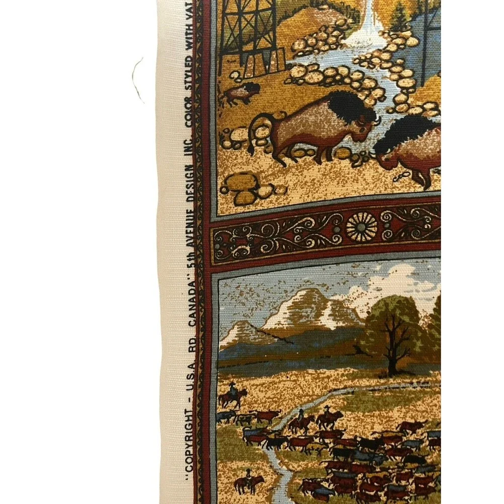 Vintage 5th Avenue Native Village Frontier Train Buffalo Saloon 2 Yards Fabric
